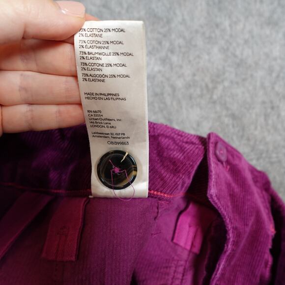 Anthropologie Maeve Pants Womens 28 Colette Cropped Wide Leg Corduroy Pink - Picture 8 of 10